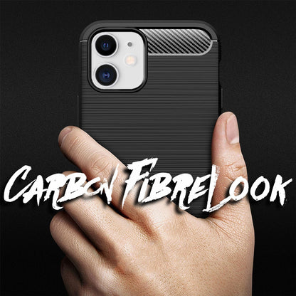 NALIA Design Case kompatibel mit iPhone 12 / iPhone 12 Pro Hülle, Carbon Look Stylische Handyhülle Stoßfeste Silikon Schutzhülle, Dünne Handy-Tasche Phone Cover Soft Skin Etui Kratzfest - Schwarz