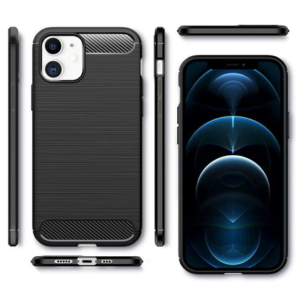 NALIA Design Case kompatibel mit iPhone 12 / iPhone 12 Pro Hülle, Carbon Look Stylische Handyhülle Stoßfeste Silikon Schutzhülle, Dünne Handy-Tasche Phone Cover Soft Skin Etui Kratzfest - Schwarz