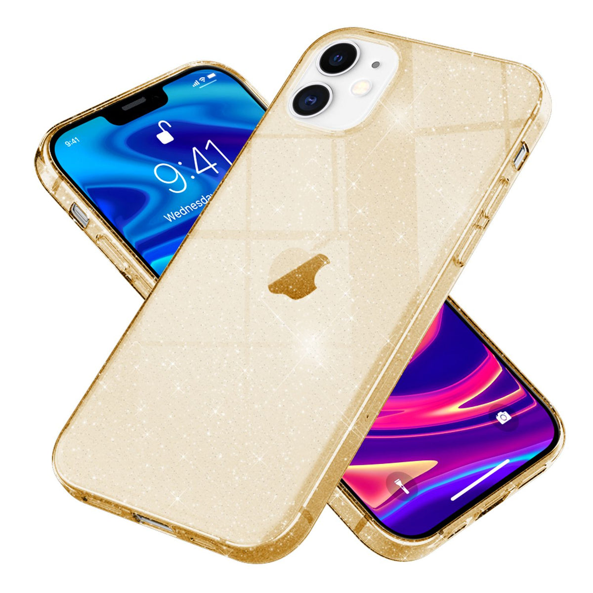 NALIA Glitzerhülle für iPhone 12 Mini – Funkelndes Silikon Case – DAZZLIN (Transparent & Stoßfest) – Marke aus Berlin
