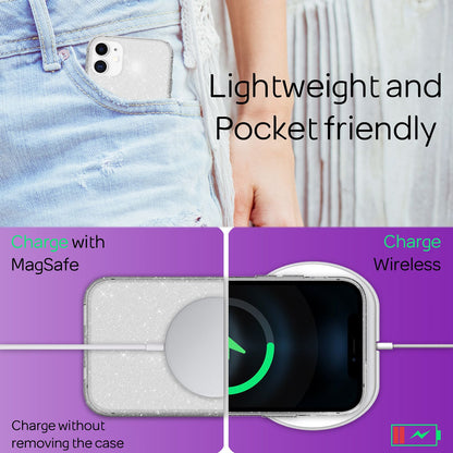 NALIA Glitzerhülle für iPhone 12 Mini – Funkelndes Silikon Case – DAZZLIN (Transparent & Stoßfest) – Marke aus Berlin