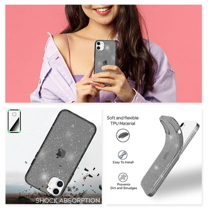 NALIA Glitzerhülle für iPhone 12 / 12 Pro – Funkelndes Silikon Case – DAZZLIN (Transparent & Stoßfest) – Marke aus Berlin