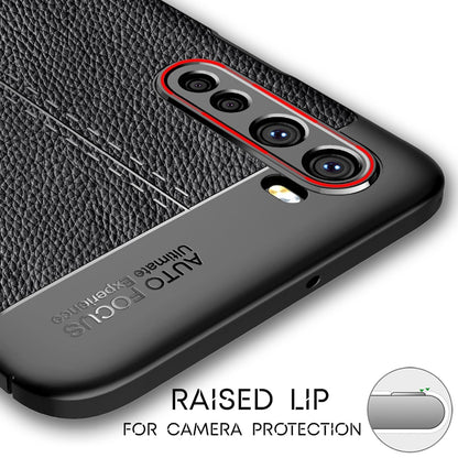 NALIA Design Case kompatibel mit OnePlus Nord Hülle, Leder Look Stylische Handyhülle Stoßfeste Silikon Schutzhülle, Slim Phone Backcover Bumper Skin Dünne Handy-Tasche Cover Etui Kratzfest - Schwarz