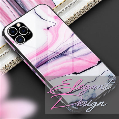 NALIA Marmor Glas Case für iPhone 12 Pro Max – Robustes 9H Echtglas – MARBELLE (Silikon Bumper & Grip) – Marke aus Berlin
