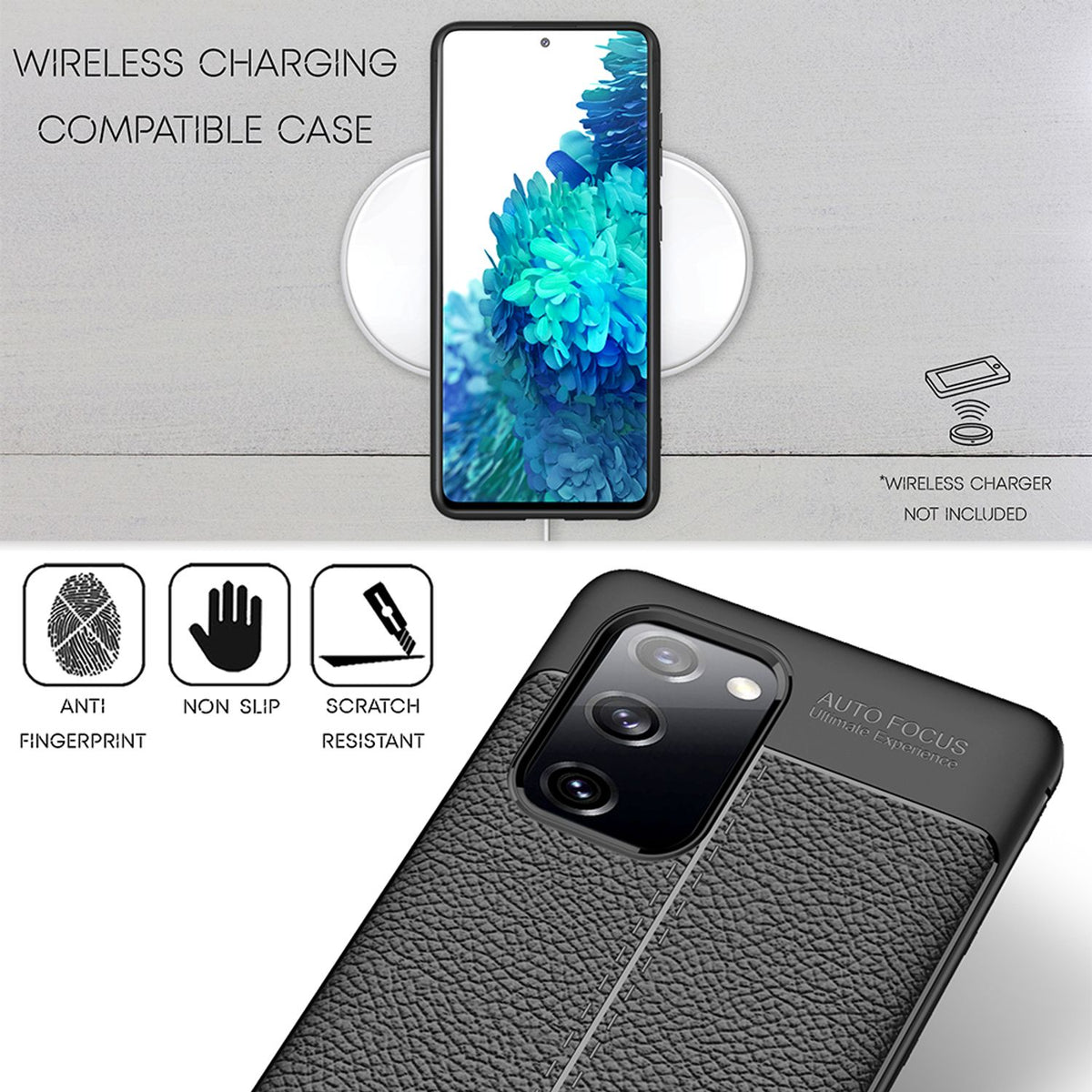 NALIA Design Case kompatibel mit Samsung Galaxy S20 FE Hülle, Leder Look Stylische Handyhülle Stoßfeste Silikon Schutzhülle, Slim Phone Backcover Dünne Handy-Tasche Cover Bumper Kratzfest - Schwarz