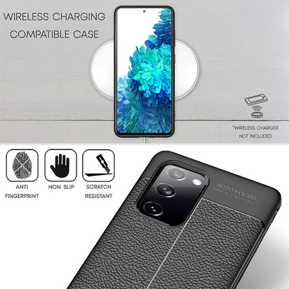 NALIA Design Case kompatibel mit Samsung Galaxy S20 FE Hülle, Leder Look Stylische Handyhülle Stoßfeste Silikon Schutzhülle, Slim Phone Backcover Dünne Handy-Tasche Cover Bumper Kratzfest - Schwarz