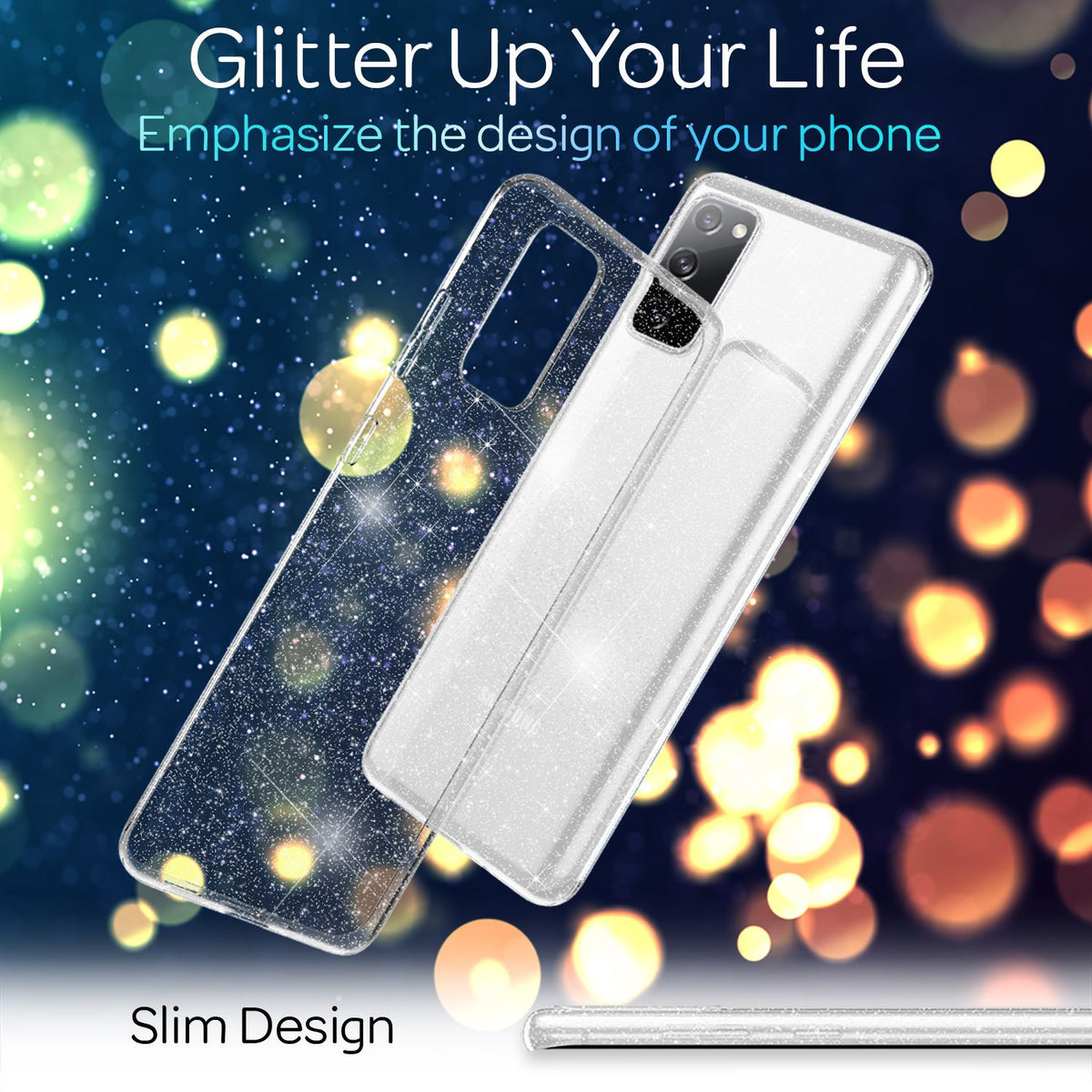 NALIA Glitzerhülle für Samsung Galaxy S20 FE – Funkelndes Silikon Case – DAZZLIN (Transparent & Stoßfest) – Marke aus Berlin