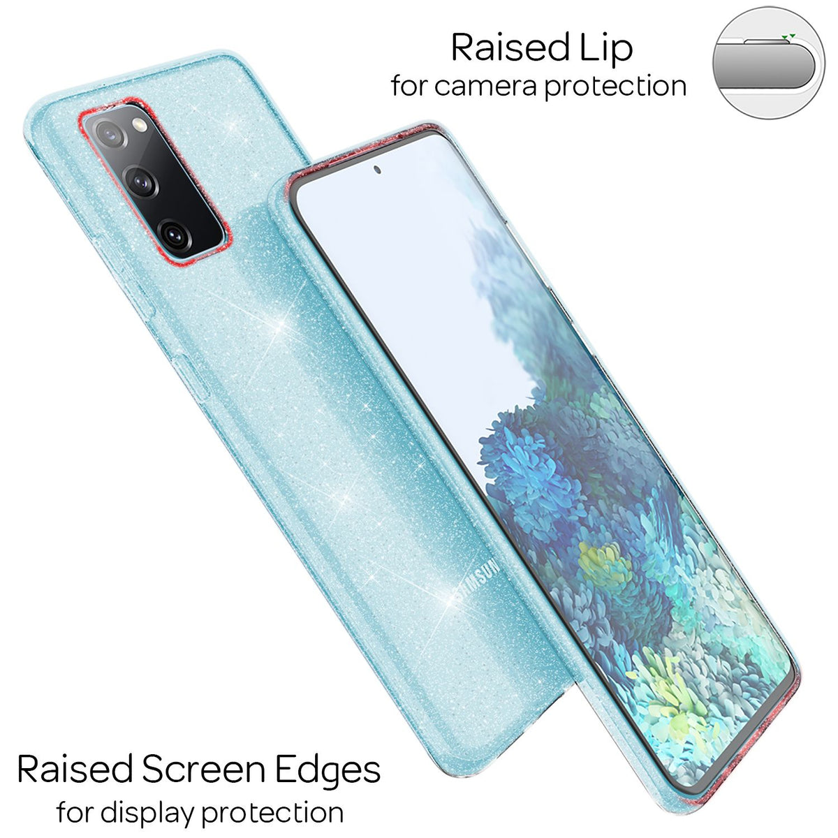 NALIA Glitzerhülle für Samsung Galaxy S20 FE – Funkelndes Silikon Case – DAZZLIN (Transparent & Stoßfest) – Marke aus Berlin