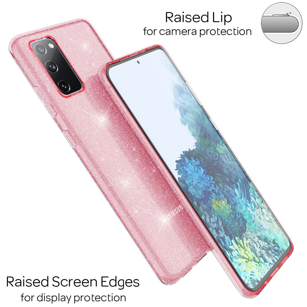 NALIA Glitzerhülle für Samsung Galaxy S20 FE – Funkelndes Silikon Case – DAZZLIN (Transparent & Stoßfest) – Marke aus Berlin