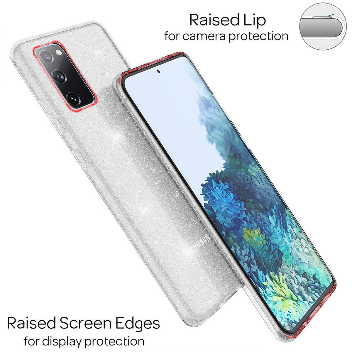 NALIA Glitzerhülle für Samsung Galaxy S20 FE – Funkelndes Silikon Case – DAZZLIN (Transparent & Stoßfest) – Marke aus Berlin