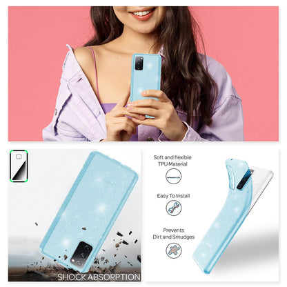 NALIA Glitzerhülle für Samsung Galaxy S20 FE – Funkelndes Silikon Case – DAZZLIN (Transparent & Stoßfest) – Marke aus Berlin