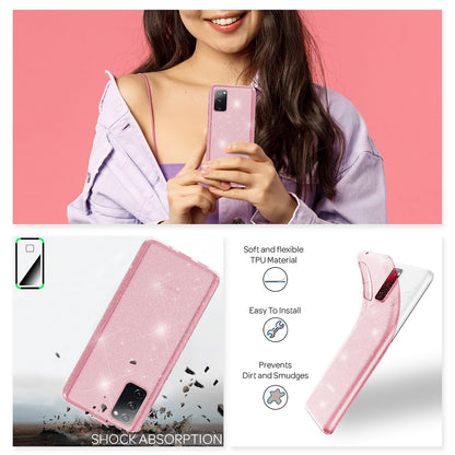NALIA Glitzerhülle für Samsung Galaxy S20 FE – Funkelndes Silikon Case – DAZZLIN (Transparent & Stoßfest) – Marke aus Berlin
