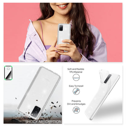 NALIA Glitzerhülle für Samsung Galaxy S20 FE – Funkelndes Silikon Case – DAZZLIN (Transparent & Stoßfest) – Marke aus Berlin