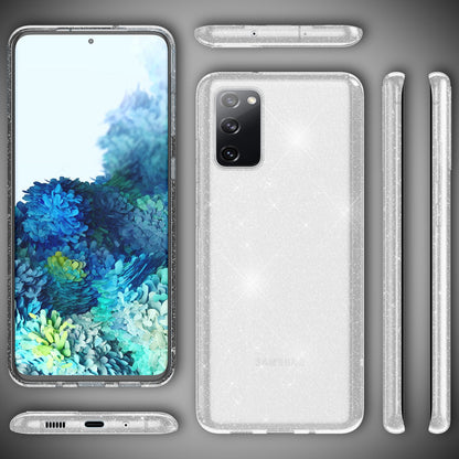NALIA Glitzerhülle für Samsung Galaxy S20 FE – Funkelndes Silikon Case – DAZZLIN (Transparent & Stoßfest) – Marke aus Berlin