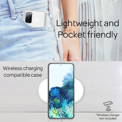 NALIA Glitzerhülle für Samsung Galaxy S20 FE – Funkelndes Silikon Case – DAZZLIN (Transparent & Stoßfest) – Marke aus Berlin