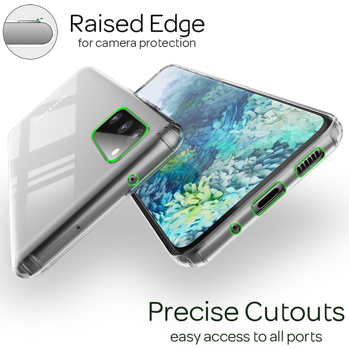 NALIA Transparente Hülle für Samsung Galaxy S20 – Harte Rückseite & Silikon Rand – IGNITE (Stoßfeste Handyhülle & Verstärkte Ecken) – Marke aus Berlin