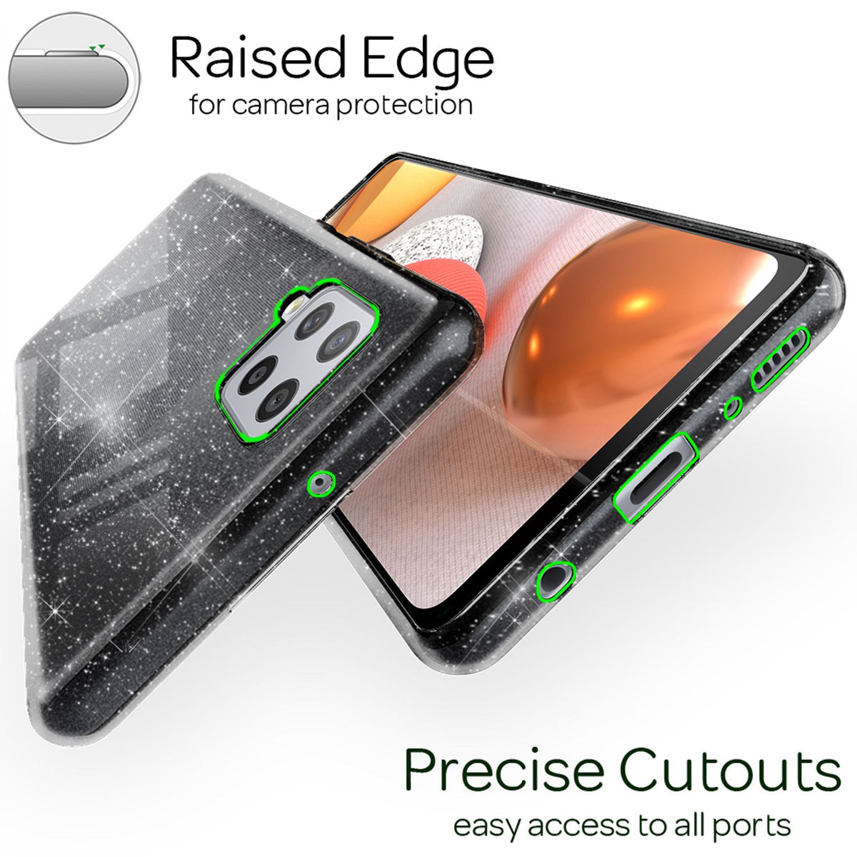 NALIA Glitzerhülle für Samsung Galaxy A42 5G – Funkelndes Silikon Case – DAZZLIN (Transparent & Stoßfest) – Marke aus Berlin