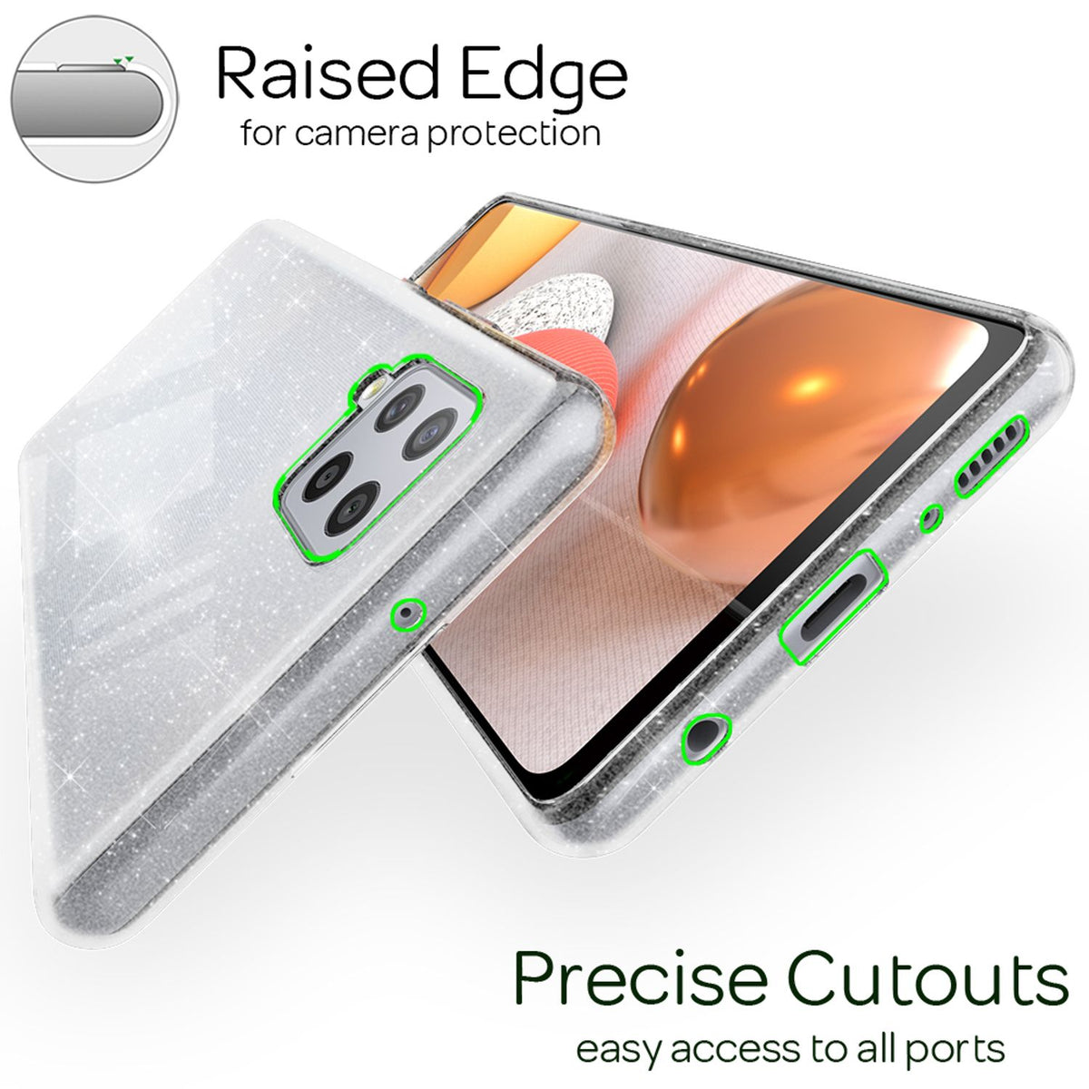 NALIA Glitzerhülle für Samsung Galaxy A42 5G – Funkelndes Silikon Case – DAZZLIN (Transparent & Stoßfest) – Marke aus Berlin