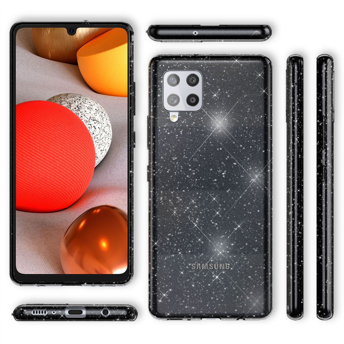 NALIA Glitzerhülle für Samsung Galaxy A42 5G – Funkelndes Silikon Case – DAZZLIN (Transparent & Stoßfest) – Marke aus Berlin