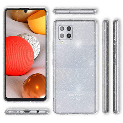 NALIA Glitzerhülle für Samsung Galaxy A42 5G – Funkelndes Silikon Case – DAZZLIN (Transparent & Stoßfest) – Marke aus Berlin