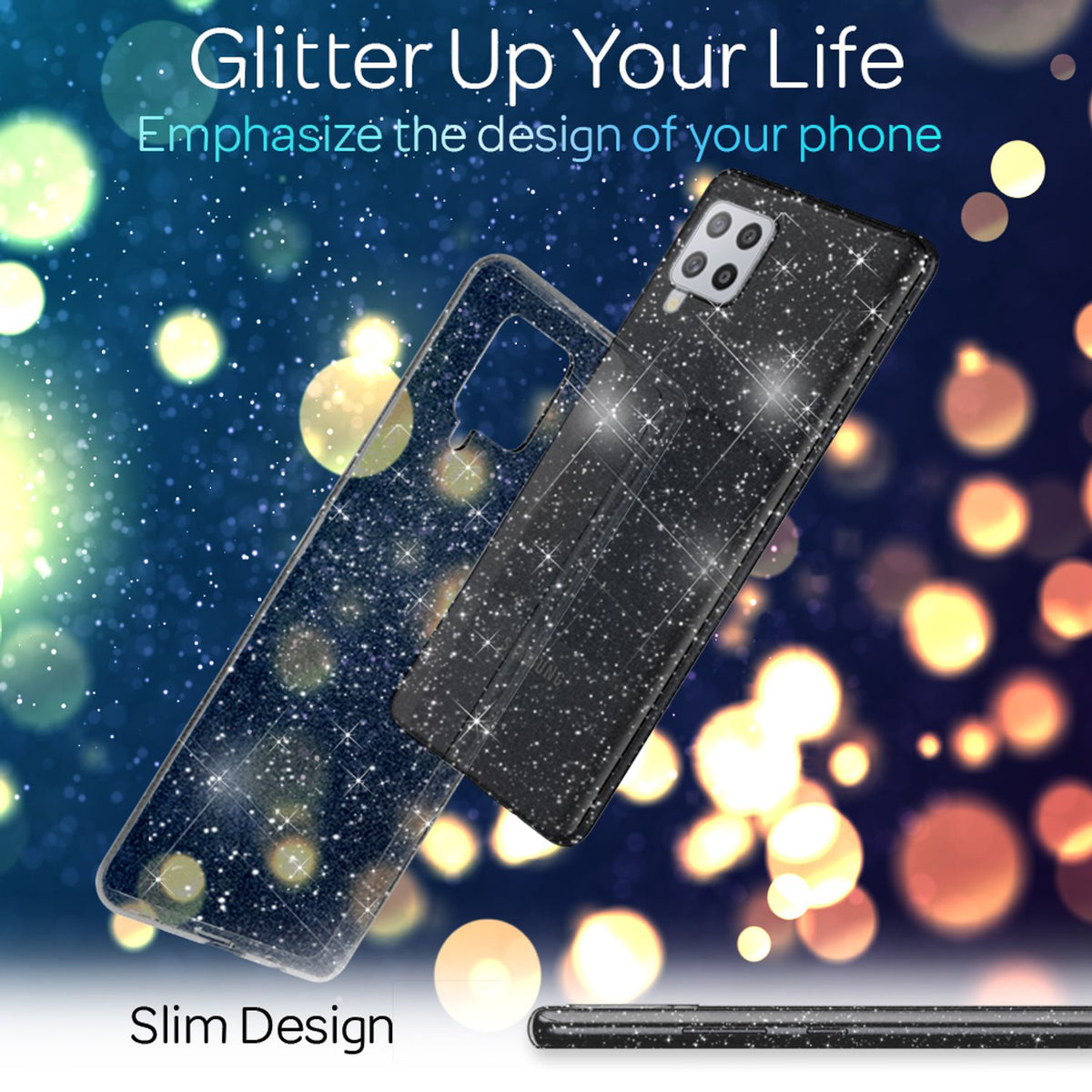 NALIA Glitzerhülle für Samsung Galaxy A42 5G – Funkelndes Silikon Case – DAZZLIN (Transparent & Stoßfest) – Marke aus Berlin