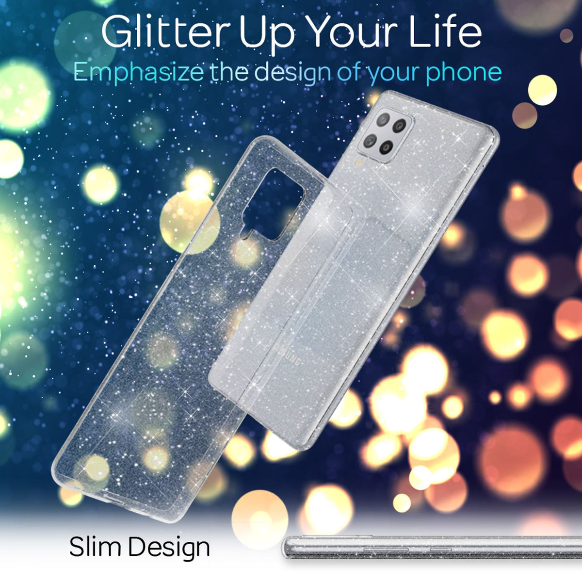 NALIA Glitzerhülle für Samsung Galaxy A42 5G – Funkelndes Silikon Case – DAZZLIN (Transparent & Stoßfest) – Marke aus Berlin