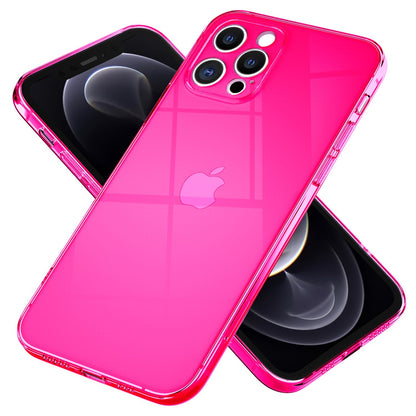 NALIA Neon Silikonhülle für iPhone 12 Pro – Knallige Signal-Farbe & Linsenschutz – VIBE (Transparentes Case) – Marke aus Berlin