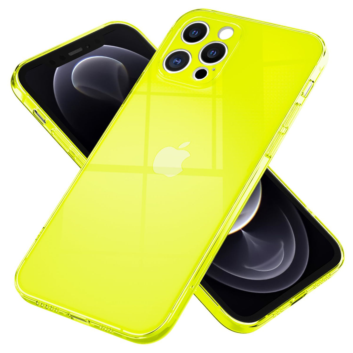 NALIA Neon Silikonhülle für iPhone 12 Pro – Knallige Signal-Farbe & Linsenschutz – VIBE (Transparentes Case) – Marke aus Berlin