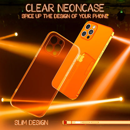 NALIA Neon Silikonhülle für iPhone 12 Pro – Knallige Signal-Farbe & Linsenschutz – VIBE (Transparentes Case) – Marke aus Berlin