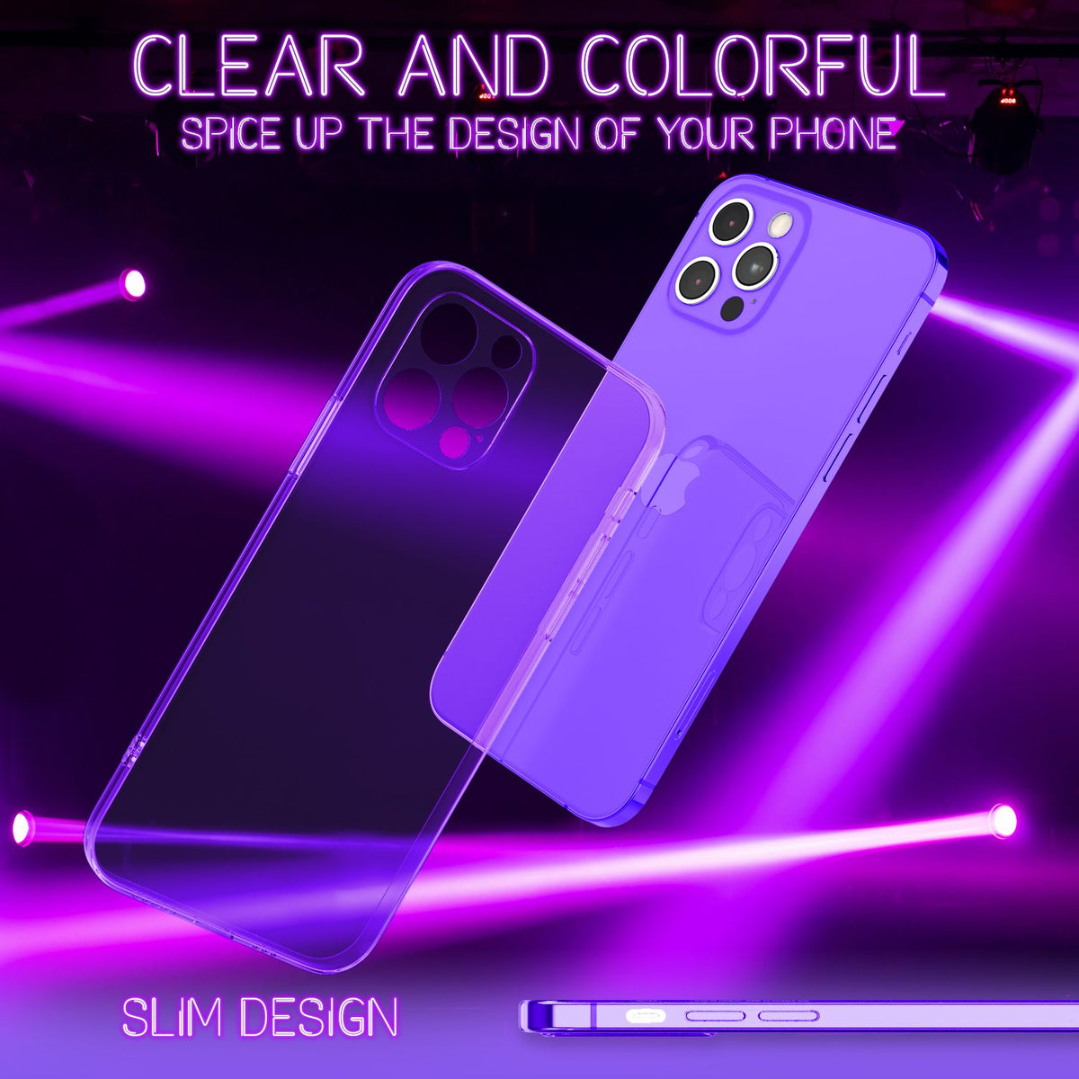 NALIA Neon Silikonhülle für iPhone 12 Pro – Knallige Signal-Farbe & Linsenschutz – VIBE (Transparentes Case) – Marke aus Berlin