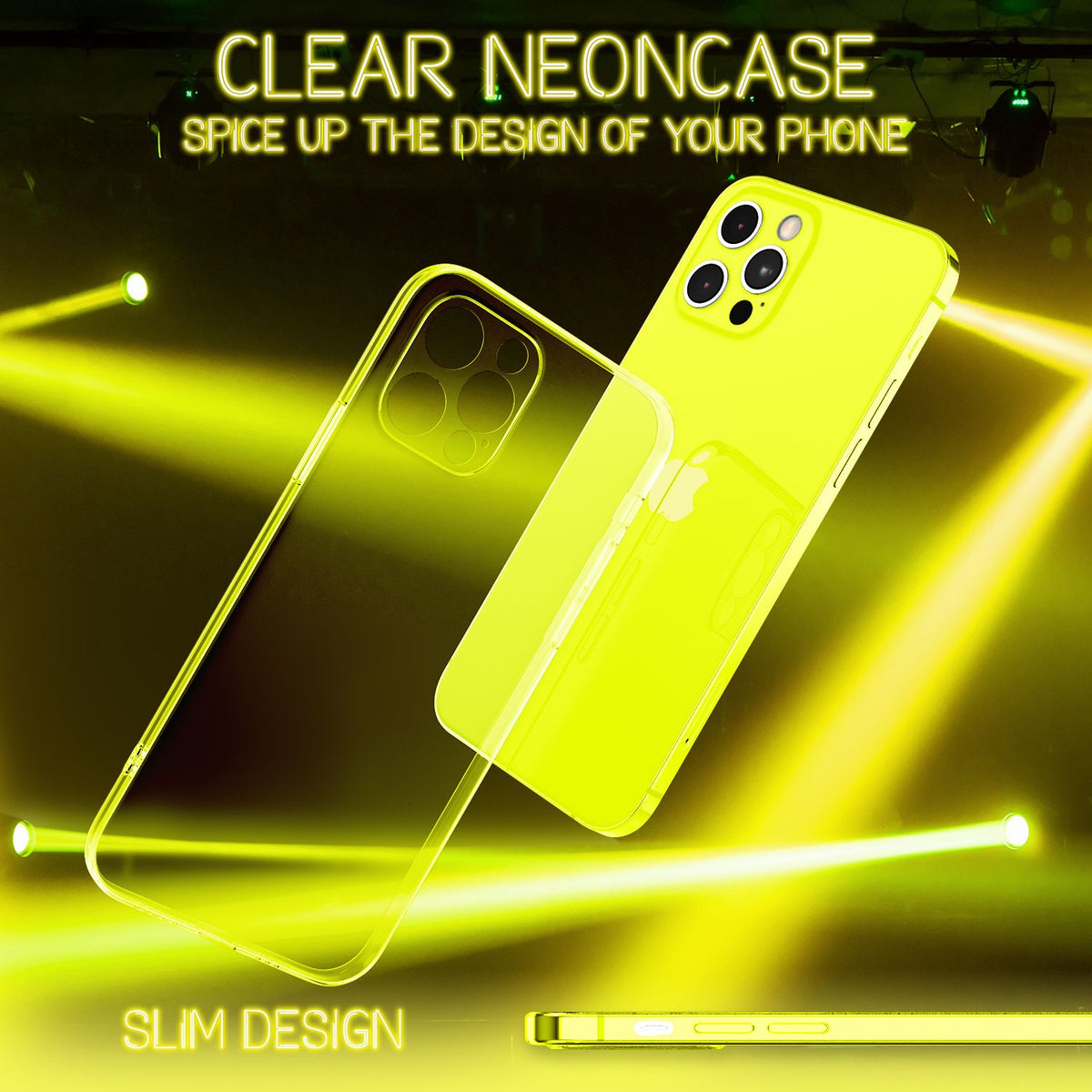 NALIA Neon Silikonhülle für iPhone 12 Pro – Knallige Signal-Farbe & Linsenschutz – VIBE (Transparentes Case) – Marke aus Berlin