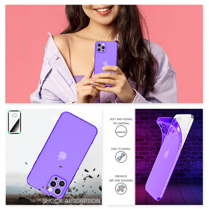 NALIA Neon Silikonhülle für iPhone 12 Pro – Knallige Signal-Farbe & Linsenschutz – VIBE (Transparentes Case) – Marke aus Berlin