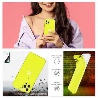 NALIA Neon Silikonhülle für iPhone 12 Pro – Knallige Signal-Farbe & Linsenschutz – VIBE (Transparentes Case) – Marke aus Berlin