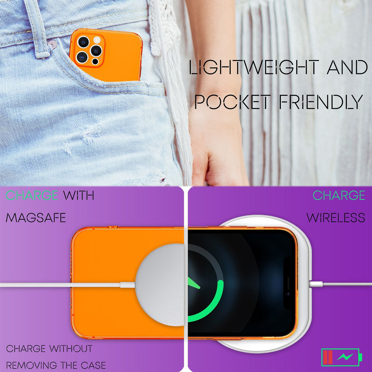 NALIA Neon Silikonhülle für iPhone 12 Pro – Knallige Signal-Farbe & Linsenschutz – VIBE (Transparentes Case) – Marke aus Berlin