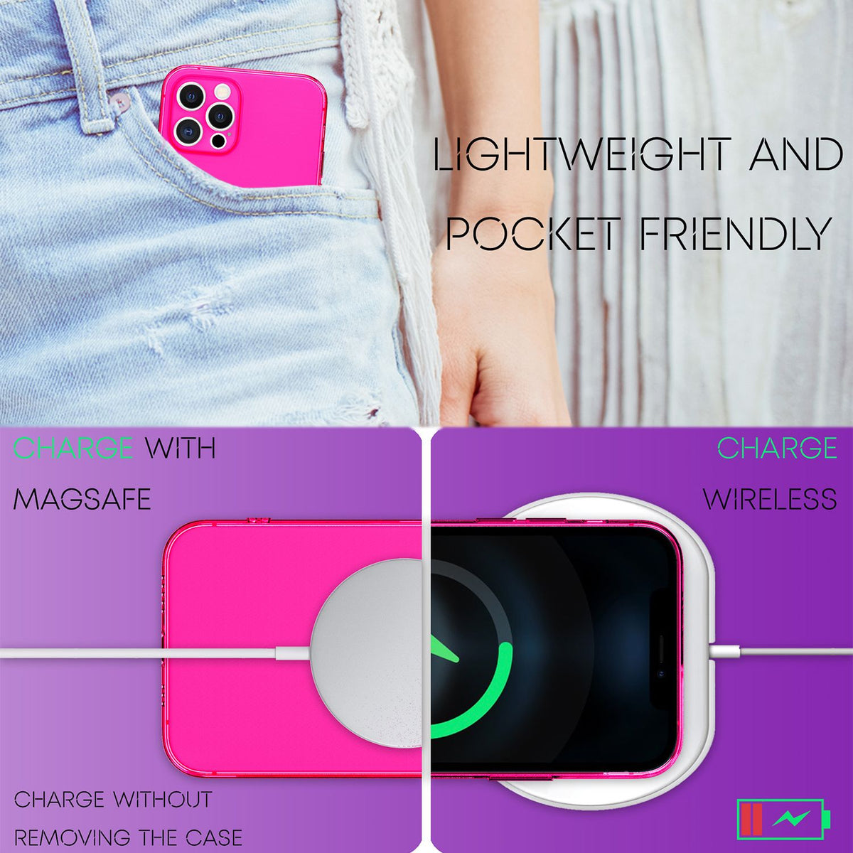 NALIA Neon Silikonhülle für iPhone 12 Pro – Knallige Signal-Farbe & Linsenschutz – VIBE (Transparentes Case) – Marke aus Berlin