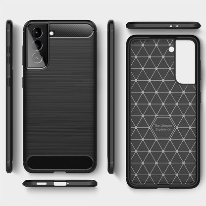 NALIA Silikonhülle für Samsung Galaxy S21 Plus – Rutschfest & Matt – VORTEX (Gebürstete Optik & Carbon Design) – Marke aus Berlin