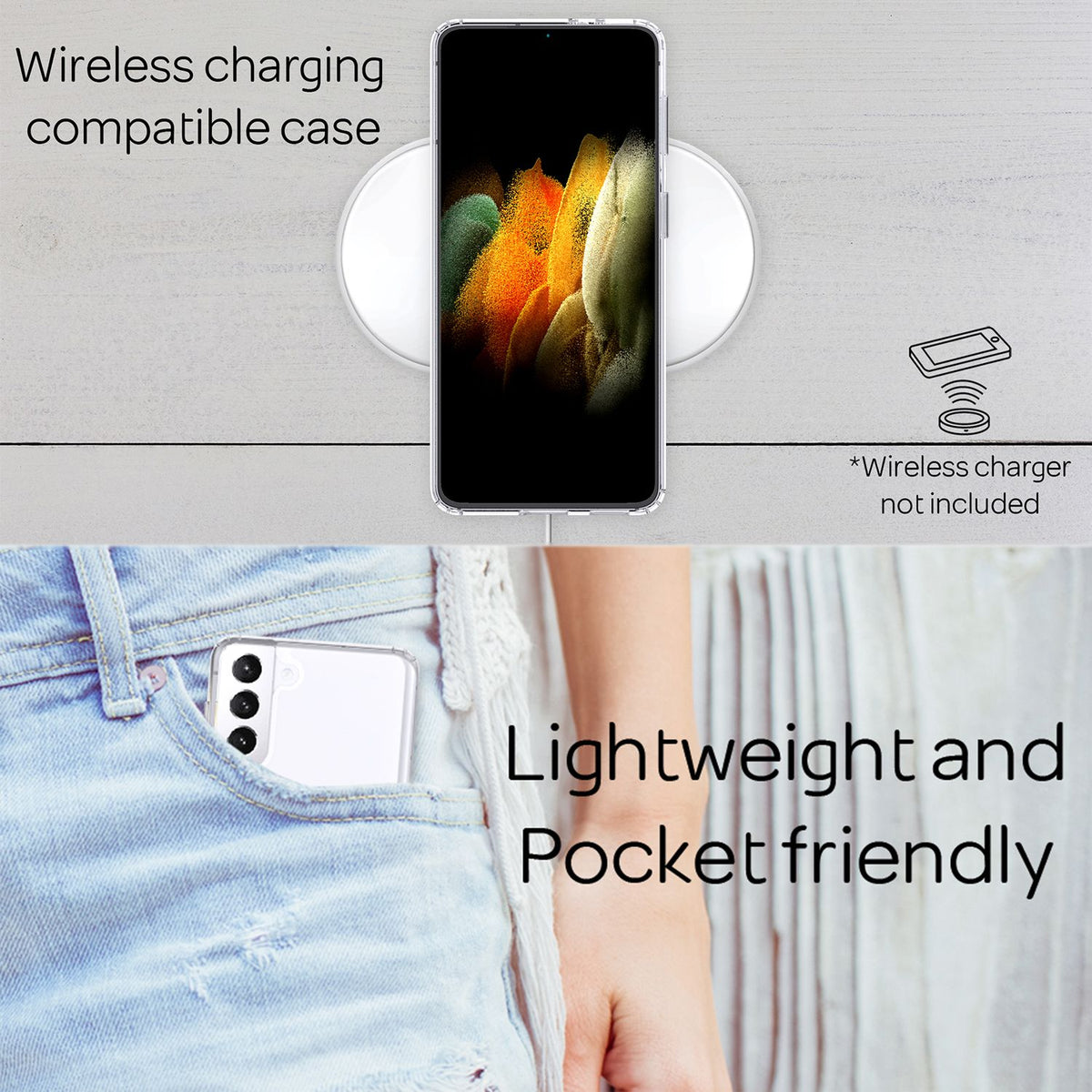 NALIA Transparente Hülle für Samsung Galaxy S21 Plus – Harte Rückseite & Silikon Rand – IGNITE (Stoßfeste Handyhülle & Verstärkte Ecken) – Marke aus Berlin