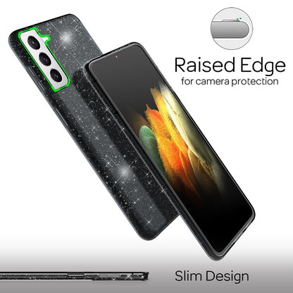 NALIA Glitzerhülle für Samsung Galaxy S21 – Funkelnder Glitzer-Look & Grip – SHINEPOP (Silikon Case) – Marke aus Berlin