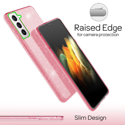 NALIA Glitzerhülle für Samsung Galaxy S21 – Funkelnder Glitzer-Look & Grip – SHINEPOP (Silikon Case) – Marke aus Berlin