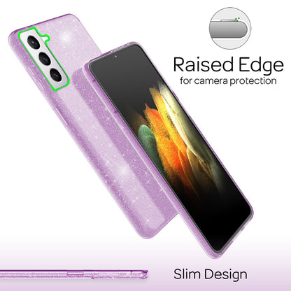 NALIA Glitzerhülle für Samsung Galaxy S21 – Funkelnder Glitzer-Look & Grip – SHINEPOP (Silikon Case) – Marke aus Berlin