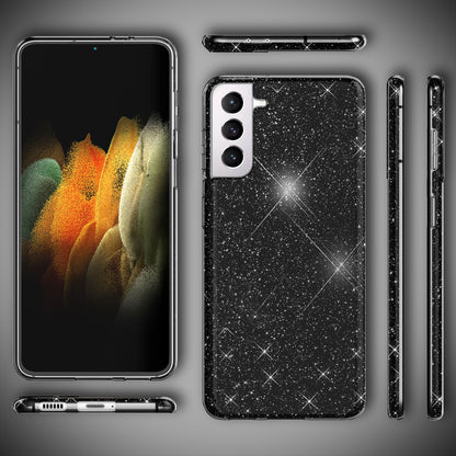 NALIA Glitzerhülle für Samsung Galaxy S21 – Funkelnder Glitzer-Look & Grip – SHINEPOP (Silikon Case) – Marke aus Berlin