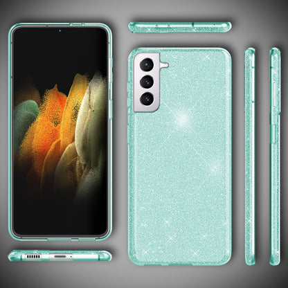 NALIA Glitzerhülle für Samsung Galaxy S21 – Funkelnder Glitzer-Look & Grip – SHINEPOP (Silikon Case) – Marke aus Berlin