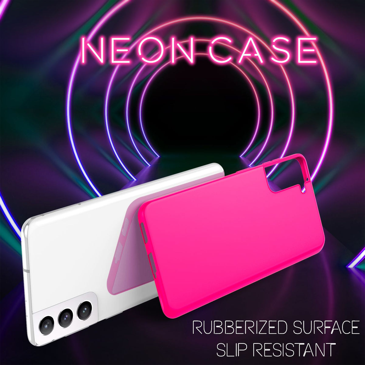 NALIA Neon Silikonhülle für Samsung Galaxy S21 – Soft-Touch & Signal-Neon – NEONSHOCK (Matte Schutzhülle) – Marke aus Berlin