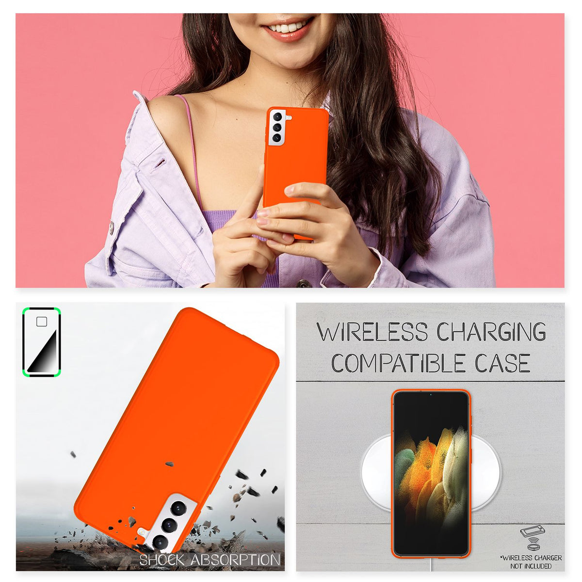 NALIA Neon Silikonhülle für Samsung Galaxy S21 – Soft-Touch & Signal-Neon – NEONSHOCK (Matte Schutzhülle) – Marke aus Berlin