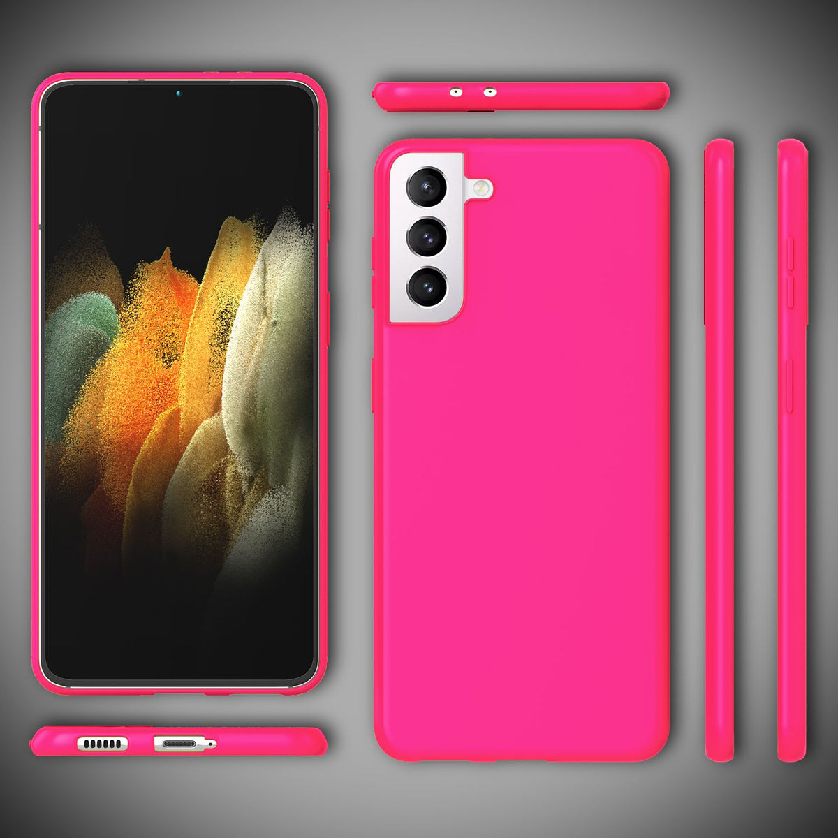 NALIA Neon Silikonhülle für Samsung Galaxy S21 – Soft-Touch & Signal-Neon – NEONSHOCK (Matte Schutzhülle) – Marke aus Berlin