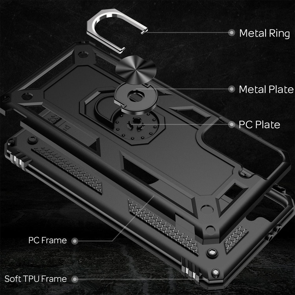 NALIA Panzerhülle für Samsung Galaxy S21 Plus – Ring-Ständer 360° & Magnet-Halterung Kompatibel – RINGDEFEND (Stoßfestes Outdoor Case) – Marke aus Berlin