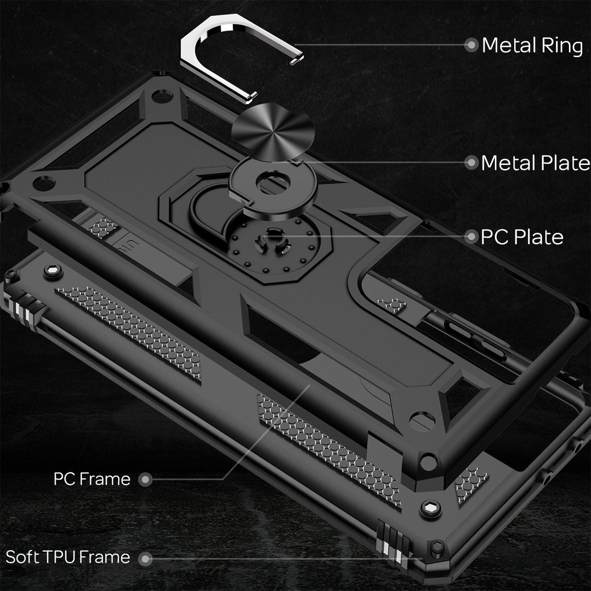 NALIA Panzerhülle für Samsung Galaxy S21 Ultra – Ring-Ständer 360° & Magnet-Halterung Kompatibel – RINGDEFEND (Stoßfestes Outdoor Case) – Marke aus Berlin