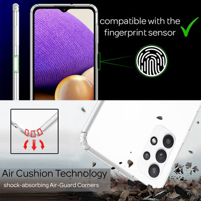 NALIA Transparente Hülle für Samsung Galaxy A32 5G – Harte Rückseite & Silikon Rand – IGNITE (Stoßfeste Handyhülle & Verstärkte Ecken) – Marke aus Berlin