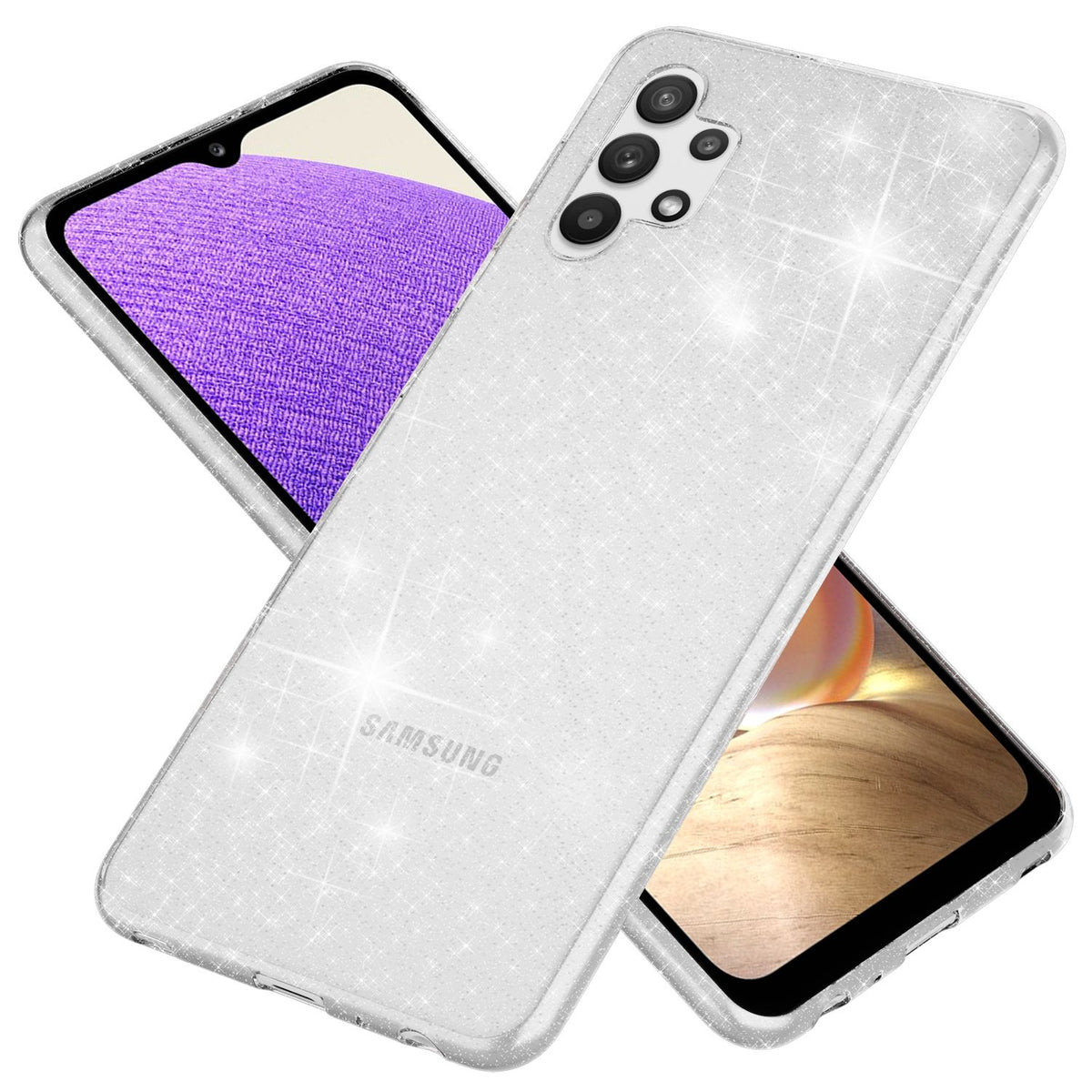 NALIA Glitzerhülle für Samsung Galaxy A32 5G – Funkelndes Silikon Case – DAZZLIN (Transparent & Stoßfest) – Marke aus Berlin