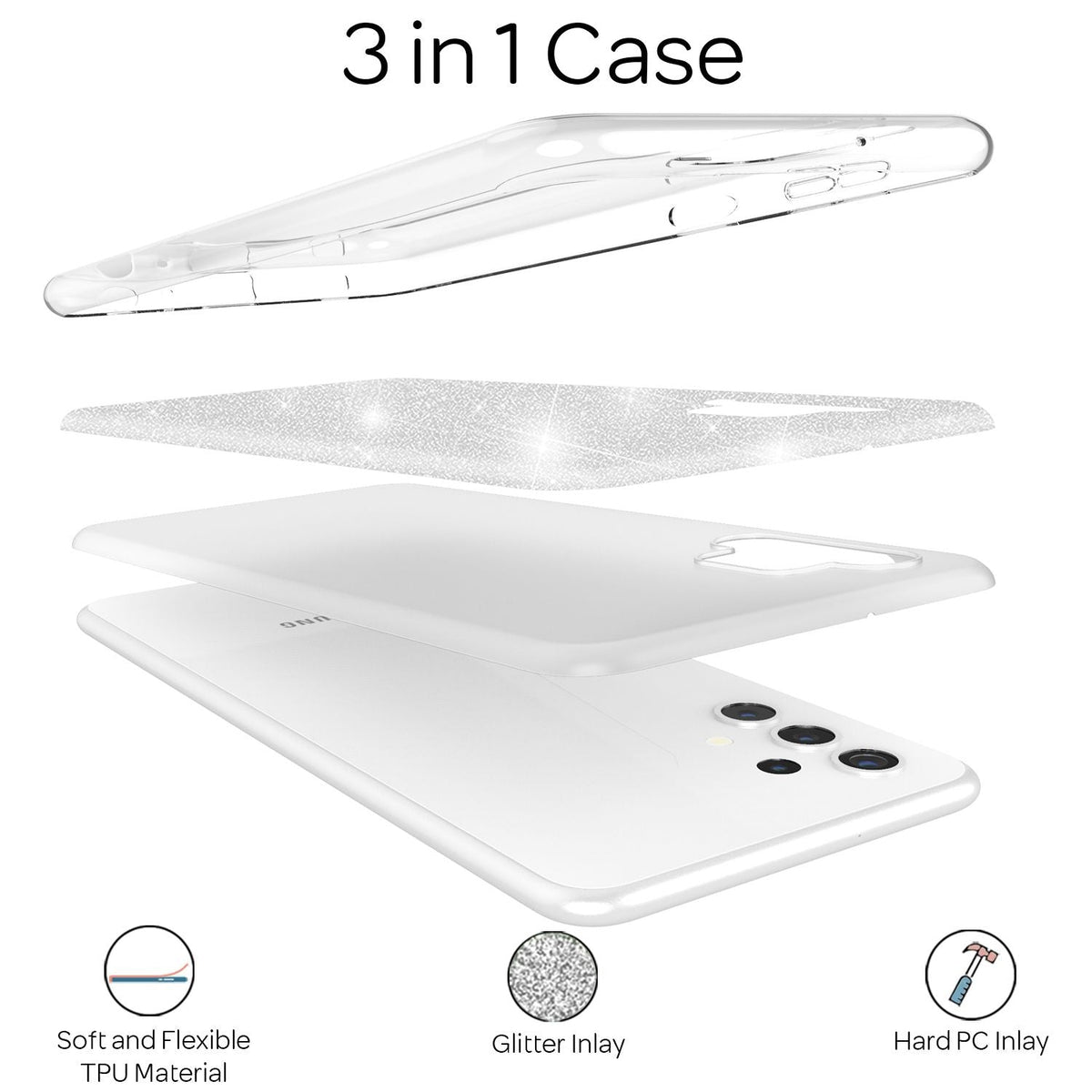 NALIA Glitzerhülle für Samsung Galaxy A32 5G – Funkelnder Glitzer-Look & Grip – SHINEPOP (Silikon Case) – Marke aus Berlin