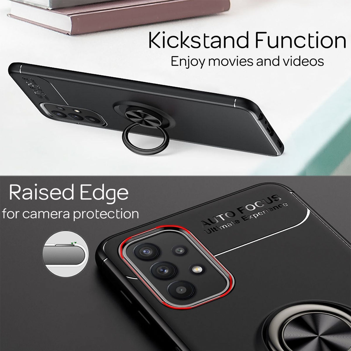 NALIA Ringhülle für Samsung Galaxy A32 5G – Ring-Ständer 360° & für Magnet-Halter – GRIP360 (Mattiertes Silikon Case) – Marke aus Berlin